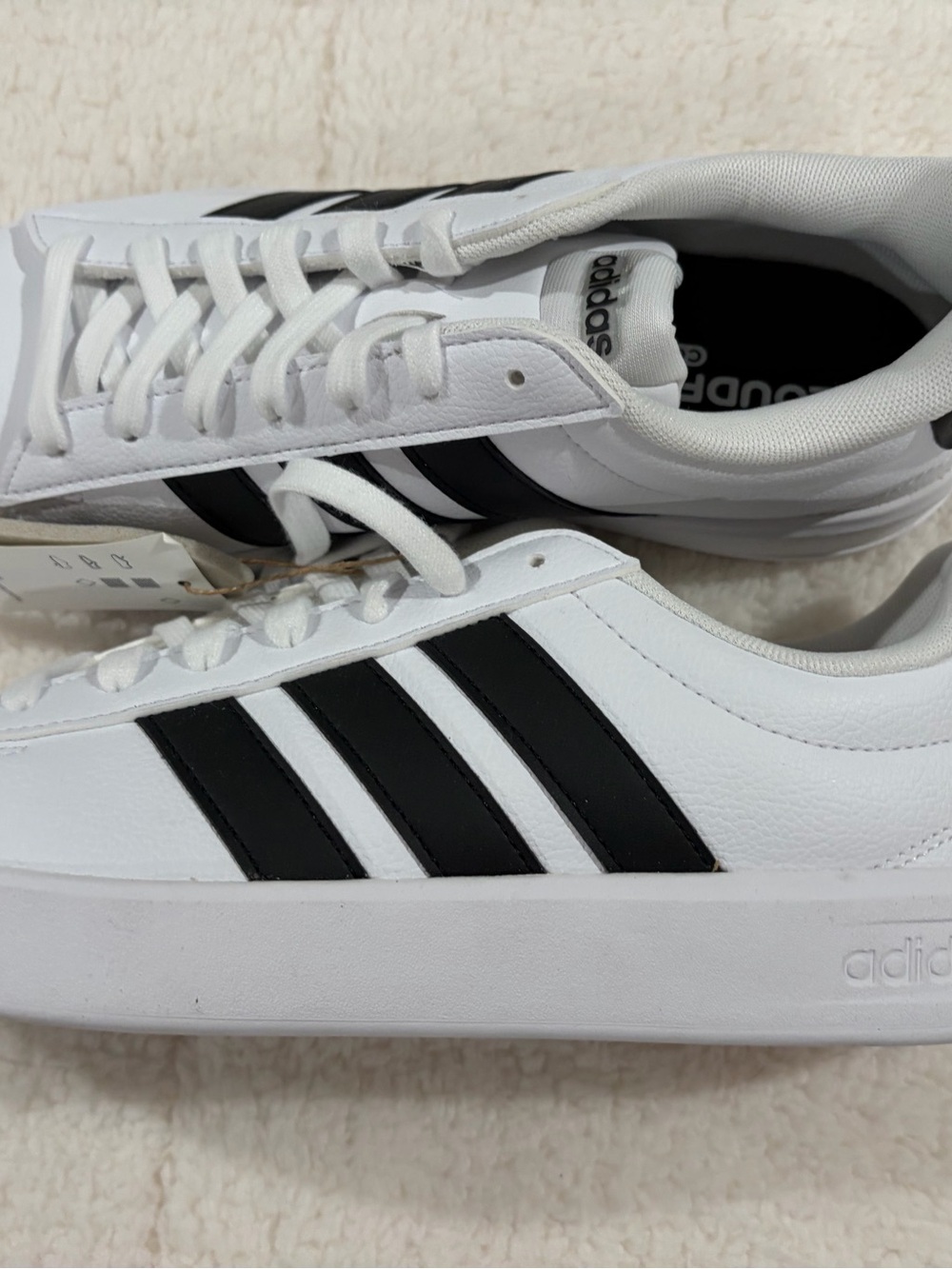 adidas Men’s White Sneakers with Black Three-Stripes